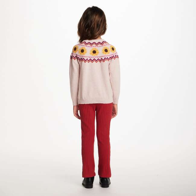 Kids Fair Isle Sweater W/Flare Legging Set, Beige Sunflower - Mixed Apparel Set - 4