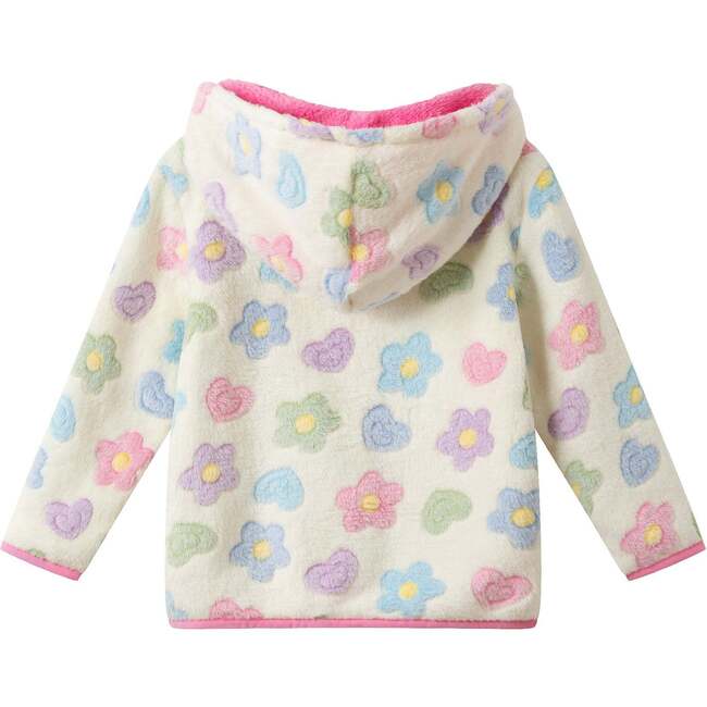 Kids Floral Plush Hoodie, White - Sweatshirts - 5
