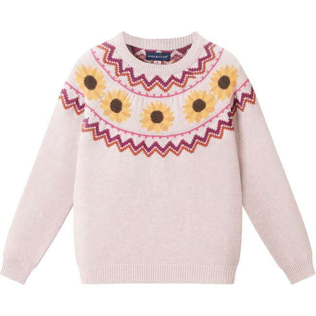 Kids Fair Isle Sweater W/Flare Legging Set, Beige Sunflower - Mixed Apparel Set - 5