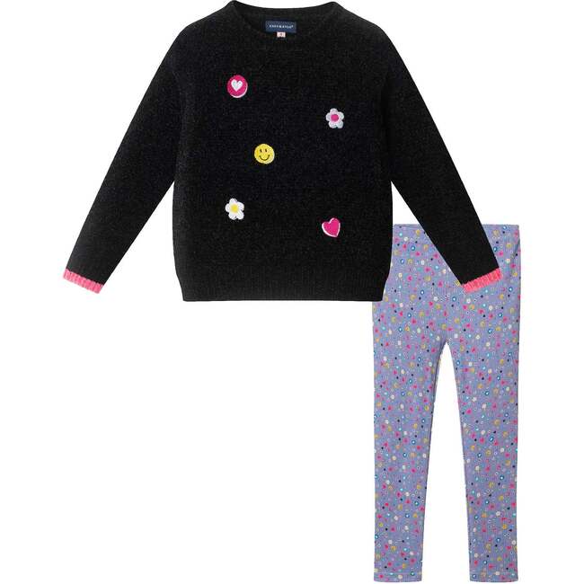 Kids Chenille Sweater & Legging Set, Smiles & Flowers