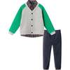 Kids Buttondown & Twill Pant Set, Grey Cardigan - Mixed Apparel Set - 1 - thumbnail