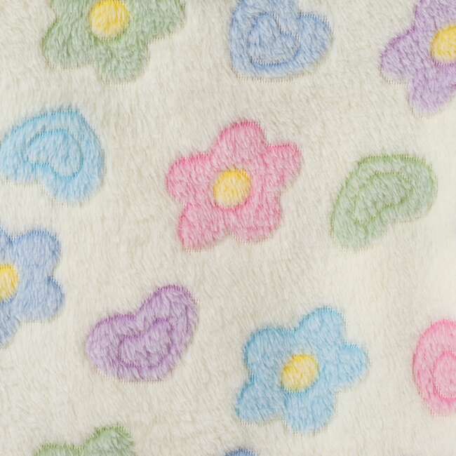 Kids Floral Plush Hoodie, White - Sweatshirts - 6