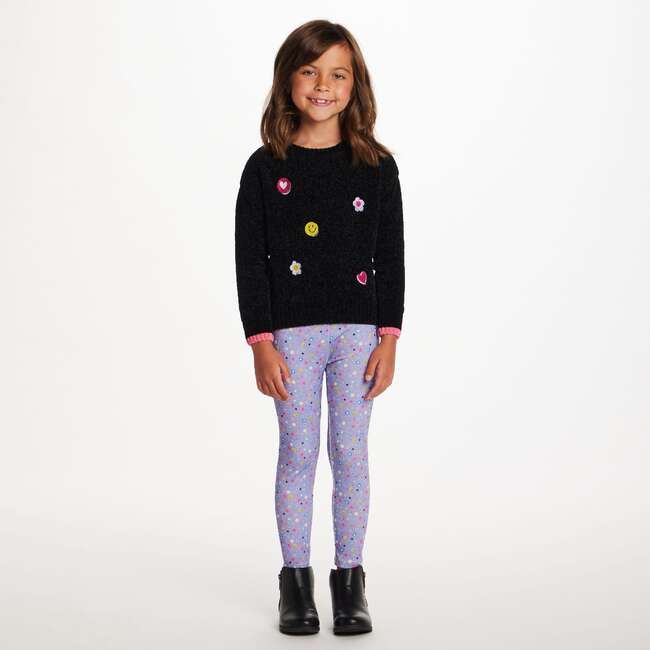 Kids Chenille Sweater & Legging Set, Smiles & Flowers - Mixed Apparel Set - 2