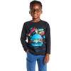 Kids Burger/Space Long Sleeve Graphic Tee, Navy Burger - T-Shirts - 1 - thumbnail