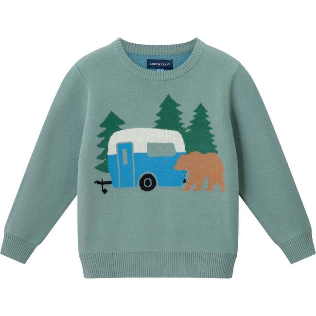 Kids Boys Sweater, Green Camper