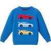 Kids Boys Sweater, Blue Race Car - Sweaters - 1 - thumbnail
