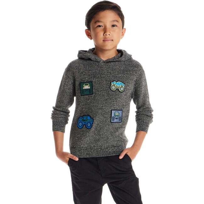 Kids Boys Hooded Sweater, Monster Truck - Sweaters - 2