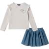 Kids Beige Speckled Graphic Tee & Bubble Skirt Set, Best Friends - Mixed Apparel Set - 1 - thumbnail