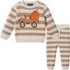 Infant Pumpkin Truck Sweater & Jogger Set, Beige Stripe - Mixed Apparel Set - 1 - thumbnail