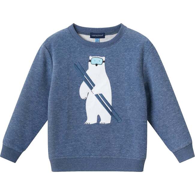 Kids Applique Sweatshirt, Navy Polar Bear