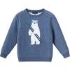 Kids Applique Sweatshirt, Navy Polar Bear - Sweatshirts - 1 - thumbnail