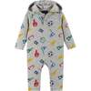 Infant Hooded Baby Romper, Beige Varsity - Rompers - 1 - thumbnail