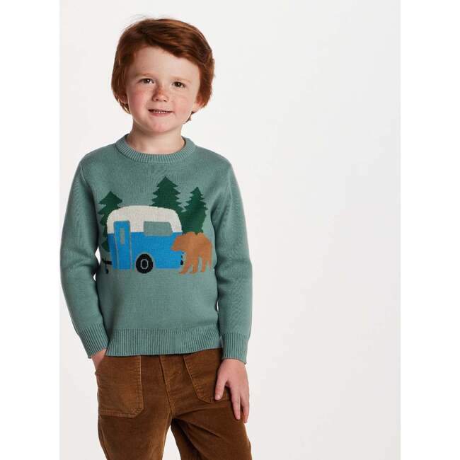 Kids Boys Sweater, Green Camper - Sweaters - 4