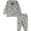 Infant Hooded Lounge Set, Grey Varsity - Mixed Apparel Set - 1 - thumbnail