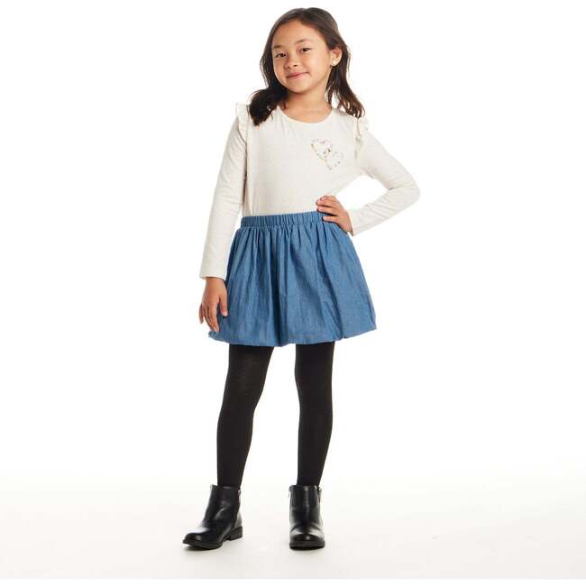 Kids Beige Speckled Graphic Tee & Bubble Skirt Set, Best Friends - Mixed Apparel Set - 2