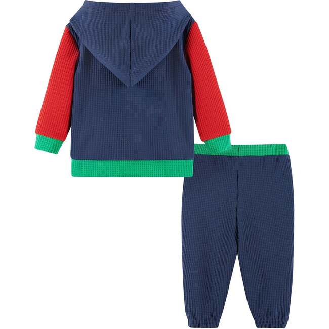 Infant Hooded Lounge Set, Navy Waffle - Mixed Apparel Set - 2