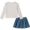 Kids Beige Speckled Graphic Tee & Bubble Skirt Set, Best Friends - Mixed Apparel Set - 4