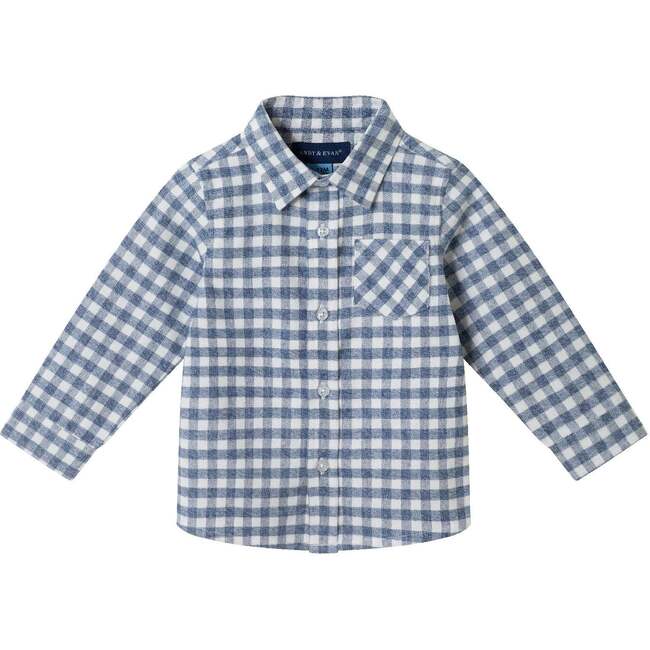 Infant Buttondown Denim Jogger Set, Grey Gingham - Mixed Apparel Set - 2