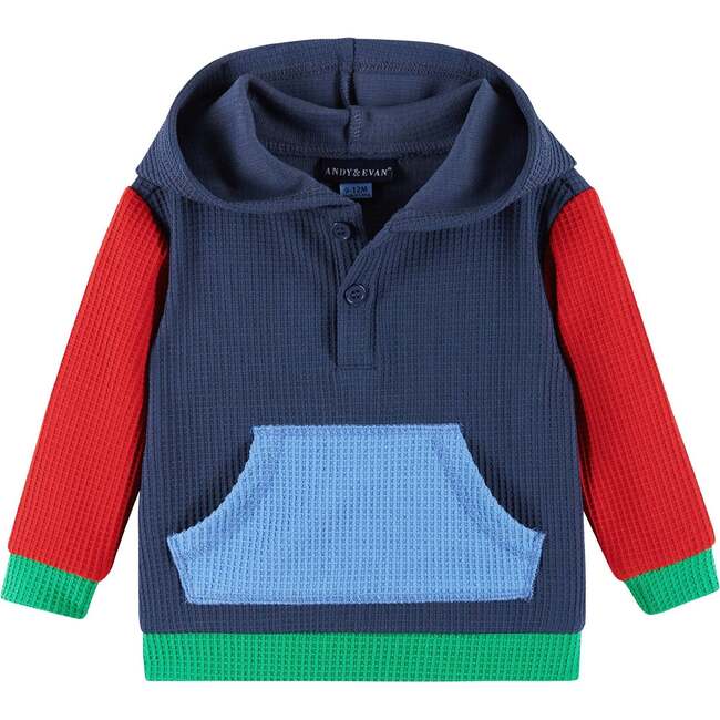Infant Hooded Lounge Set, Navy Waffle - Mixed Apparel Set - 3