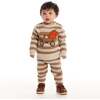 Infant Pumpkin Truck Sweater & Jogger Set, Beige Stripe - Mixed Apparel Set - 4