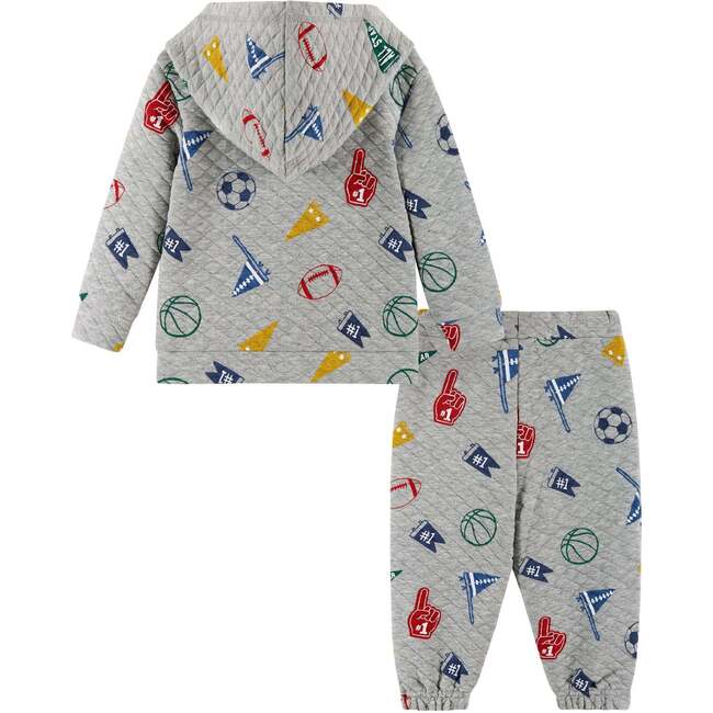 Infant Hooded Lounge Set, Grey Varsity - Mixed Apparel Set - 3