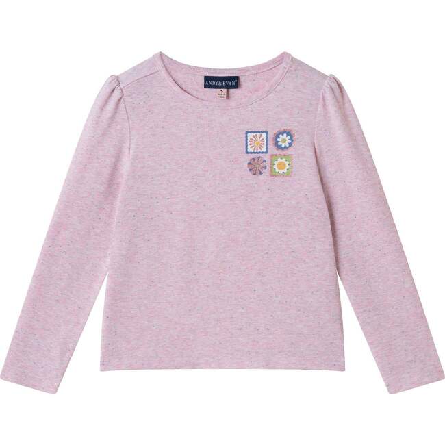 Girls Speckled Long Sleeve Tee| Pink Flowers