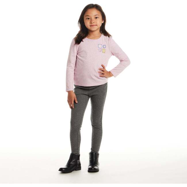 Girls Speckled Long Sleeve Tee| Pink Flowers - T-Shirts - 3