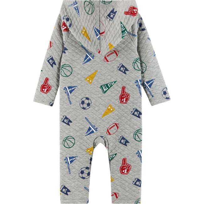Infant Hooded Baby Romper, Beige Varsity - Rompers - 4
