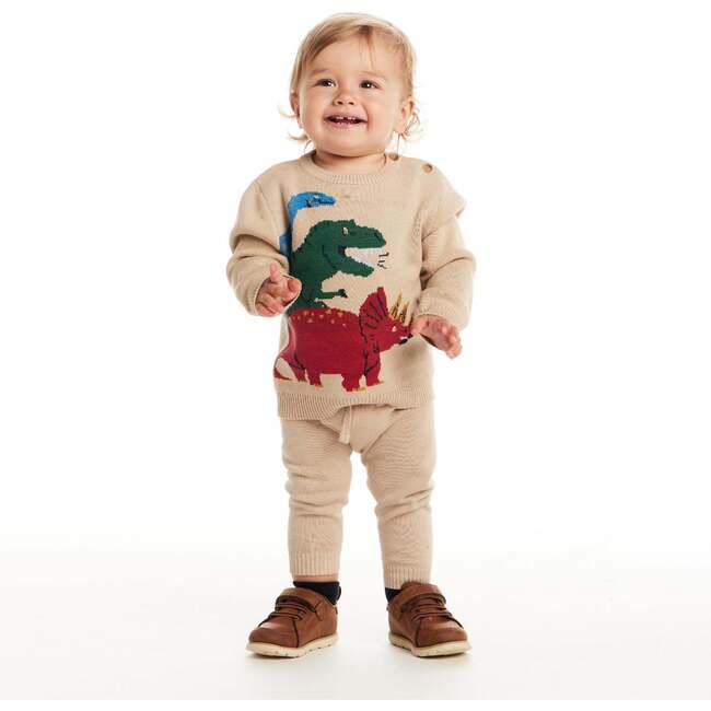 Infant Baby Sweater Set, Beige Dino - Mixed Apparel Set - 3