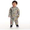 Infant Hooded Baby Romper, Beige Varsity - Rompers - 6