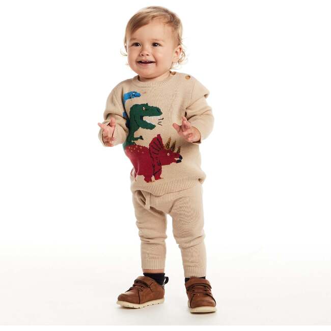 Infant Baby Sweater Set, Beige Dino - Mixed Apparel Set - 5