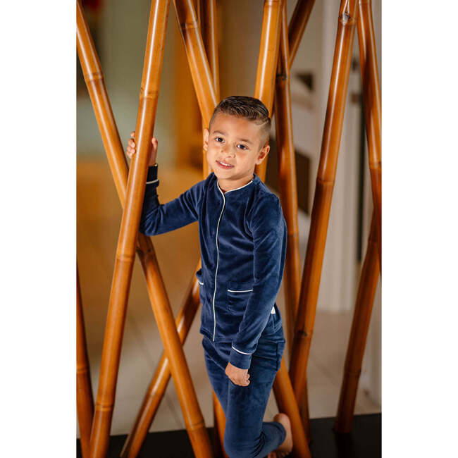 Velour PJ, Navy - Pajamas - 3