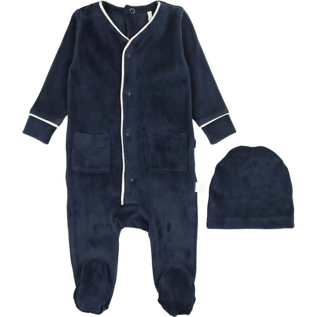 Velour Footie, Navy