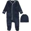 Velour Footie, Navy - Footie Pajamas - 1 - thumbnail