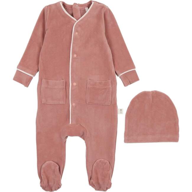Velour Footie, Dusty Pink