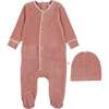 Velour Footie, Dusty Pink - Footie Pajamas - 1 - thumbnail