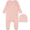 Velour Embroidered Footie, Pink - Footie Pajamas - 1 - thumbnail