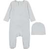 Velour Embroidered Footie, Blue - Footie Pajamas - 1 - thumbnail