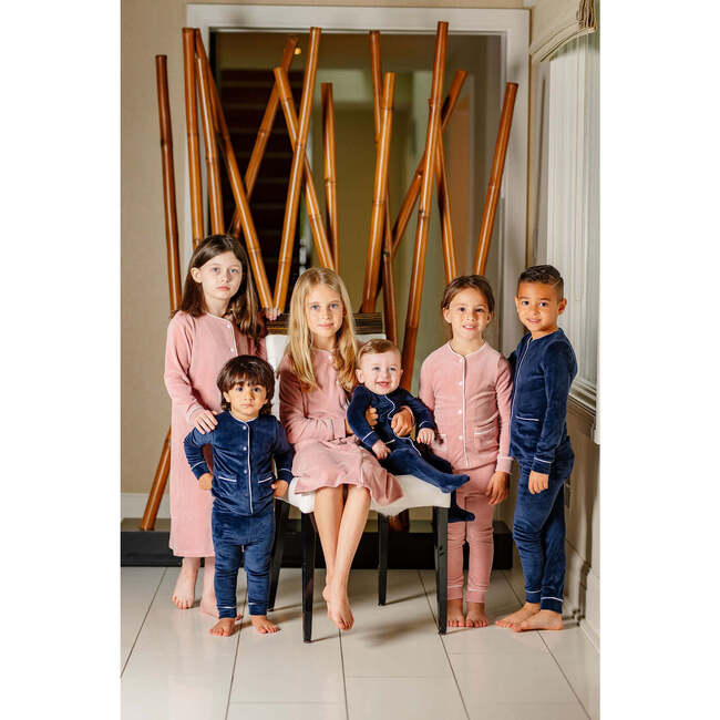 Velour Footie, Dusty Pink - Footie Pajamas - 4