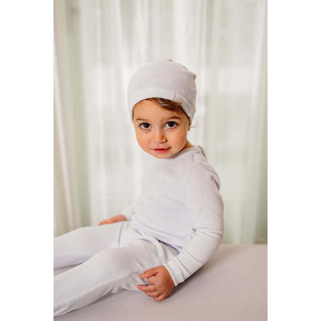 Velour Embroidered Footie, Blue - Footie Pajamas - 3
