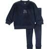 Velour Bunny Set, Blue - Pajamas - 1 - thumbnail