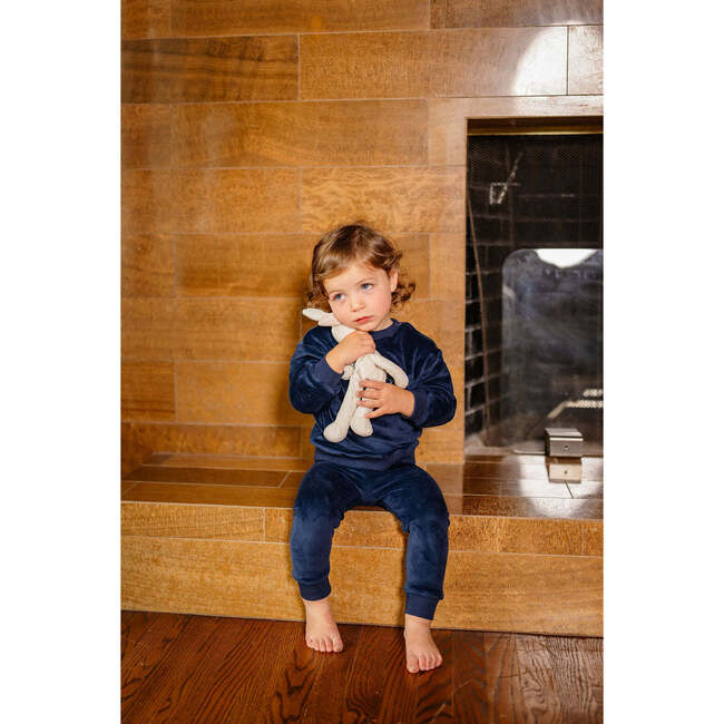 Velour Bunny Set, Blue - Pajamas - 3