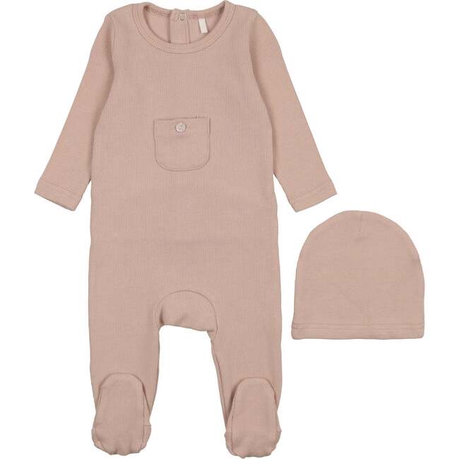 Ribbed Pocket Footie, Dusty Pink