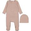 Ribbed Pocket Footie, Dusty Pink - Footie Pajamas - 1 - thumbnail