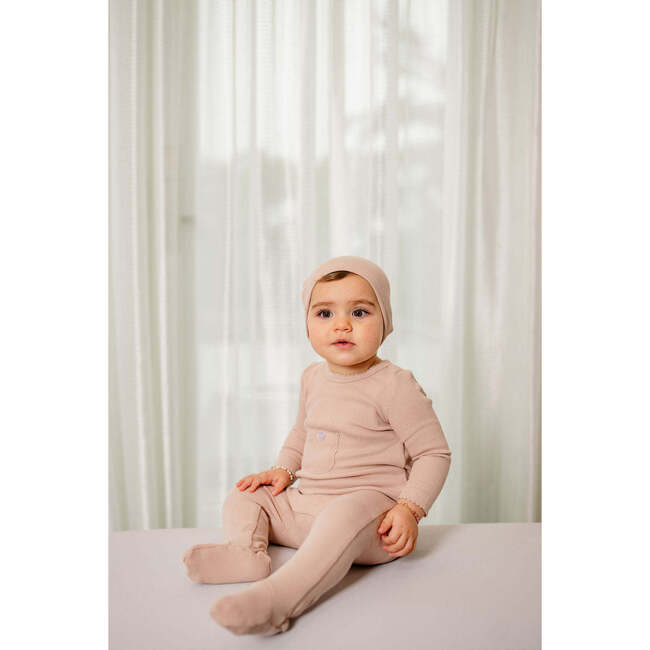 Ribbed Pocket Footie, Dusty Pink - Footie Pajamas - 2