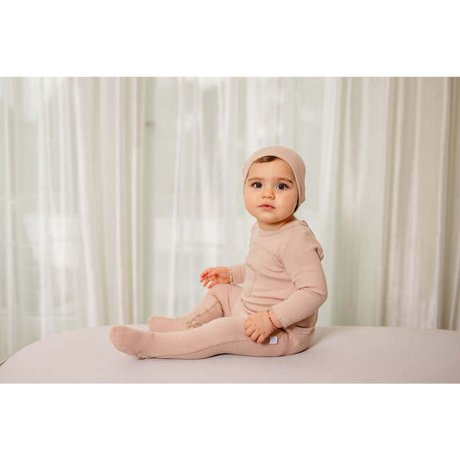 Ribbed Pocket Footie, Dusty Pink - Footie Pajamas - 3