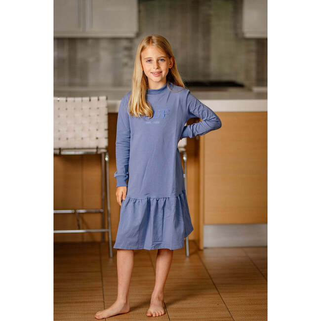 Pouf Sweater Dress, Blue - Dresses - 2