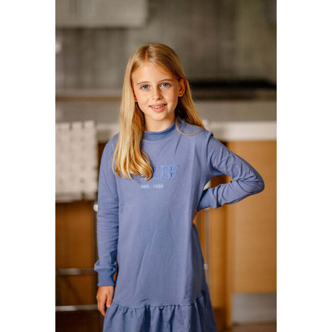 Pouf Sweater Dress, Blue - Dresses - 3