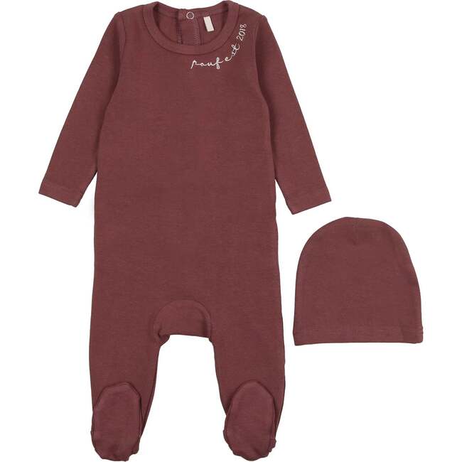 Pouf Embroidered Footie, Berry