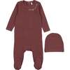 Pouf Embroidered Footie, Berry - Footie Pajamas - 1 - thumbnail